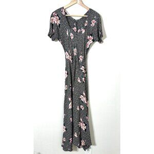 Vtg 90s Starina Bias Cut Maxi Dress Floral Grunge Roses Whimsigoth Charmed Goth
